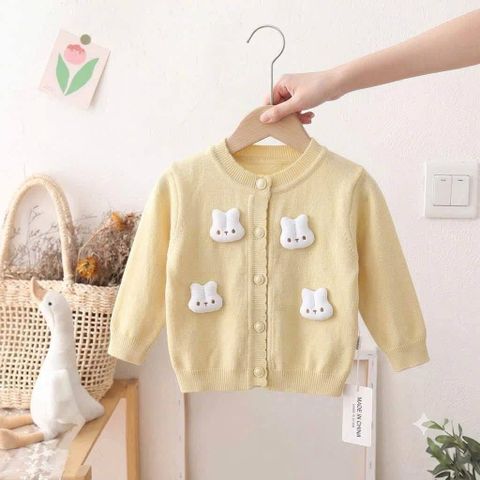 Hàng QC - Áo len cardigan thỏ con cute đáng yêu dễ thương đính nơ thu đông hàn quốc ấm áp dày dặn cho bé gái