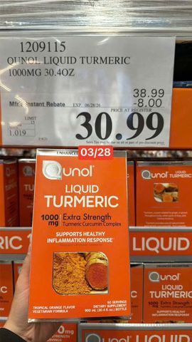 Nước uống tinh chất Nghệ tươi Qunol Liquid Turmeric 1000 mg [900 mL] - S/P Chuẩn Mỹ