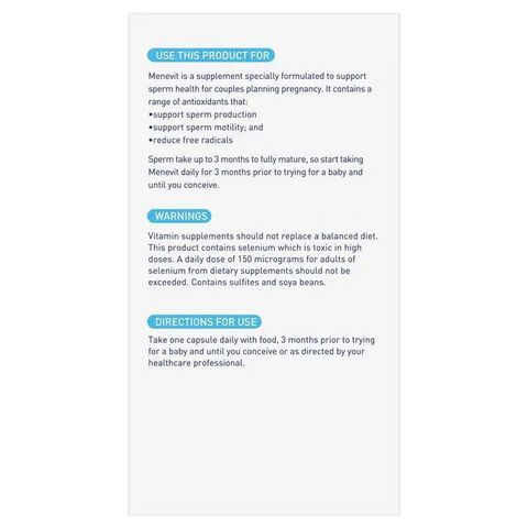Viên uống cải thiện tinh trùng Menevit của Úc giúp tăng khả năng thụ thai tự nhiên