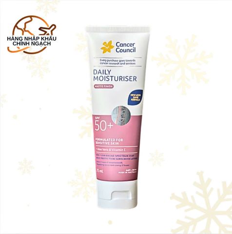 Kem chống nắng, chống oxy hóa - Cancer Council Daily Moisturiser Matte Finish SPF 50+, bảo vệ phổ rộng trước tia UVA & UVB.