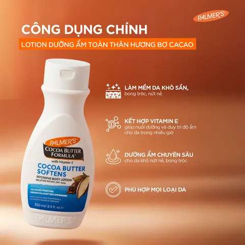 Sữa dưỡng thể dưỡng ẩm (bơ cacao + vitamin E) - Palmer's Cocoa Butter Formula Daily Skin Therapy Intensive Body Lotion 50ml