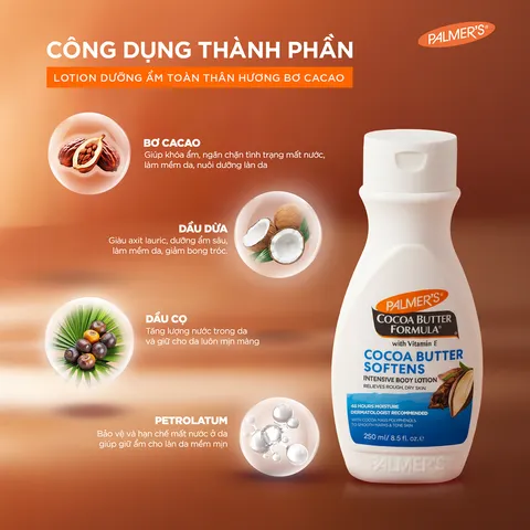 Sữa dưỡng thể dưỡng ẩm (bơ cacao + vitamin E) - Palmer's Cocoa Butter Formula Daily Skin Therapy Intensive Body Lotion 50ml