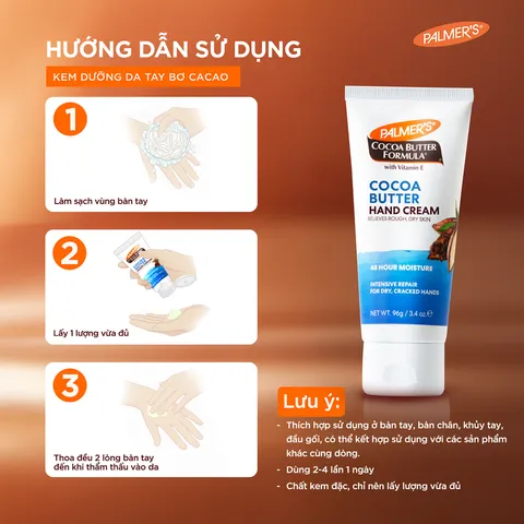 Kem dưỡng da tay (bơ cacao và vitamin E) - Palmer's Cocoa Butter Formula Hand Cream 96g