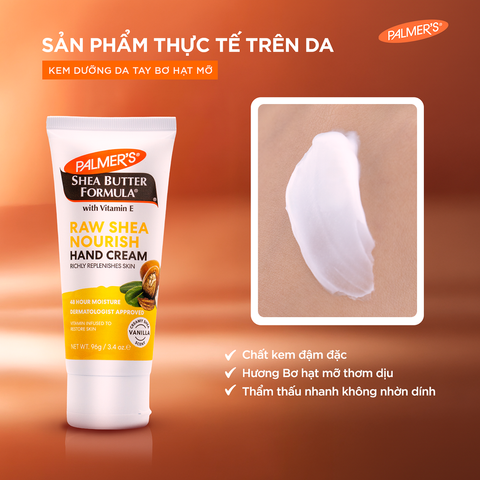 Kem dưỡng da tay (bơ hạt mỡ và vitamin E) - Palmer's Shea Butter Formula Raw Shea Nourish Hand Cream 60g