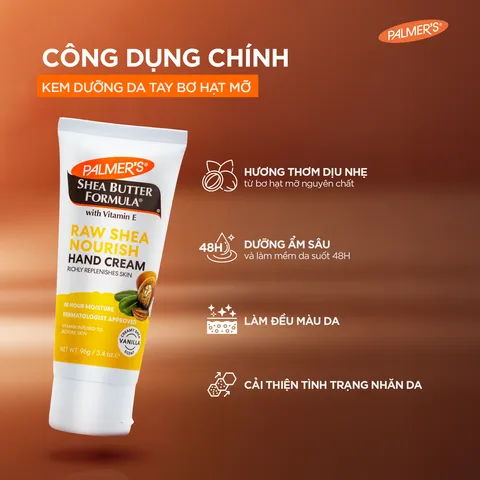 Kem dưỡng ẩm phục hồi da tay khô ráp và nứt nẻ - Palmer's Shea Butter Formula Raw Shea Nourish Hand Cream 96g