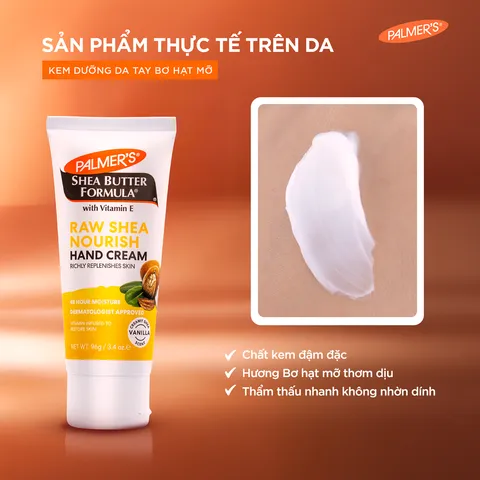 Kem dưỡng ẩm phục hồi da tay khô ráp và nứt nẻ - Palmer's Shea Butter Formula Raw Shea Nourish Hand Cream 96g