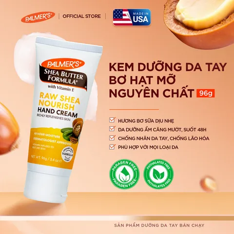 Kem dưỡng ẩm phục hồi da tay khô ráp và nứt nẻ - Palmer's Shea Butter Formula Raw Shea Nourish Hand Cream 96g