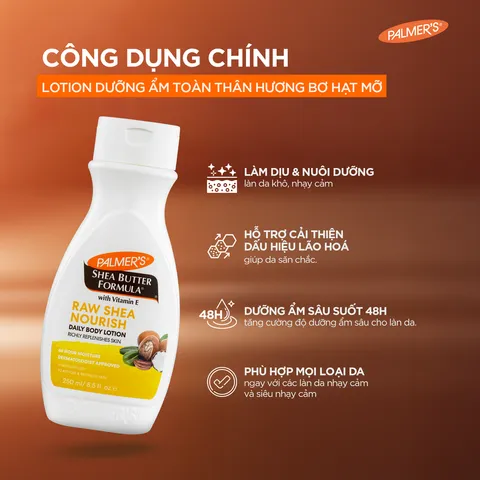 Sữa dưỡng thể dưỡng ẩm chuyên sâu - Palmer's Shea Butter Formula Raw Shea Nourish Daily Body Lotion 50ml.