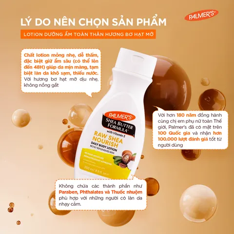 Sữa dưỡng thể dưỡng ẩm chuyên sâu - Palmer's Shea Butter Formula Raw Shea Nourish Daily Body Lotion 50ml.