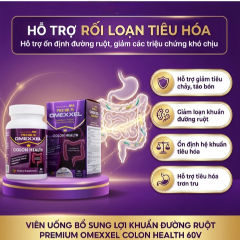 Viên uống bổ sung lợi khuẩn, hỗ trợ giảm rối loạn tiêu hóa Premium Omexxel Colon Health (60 viên)
