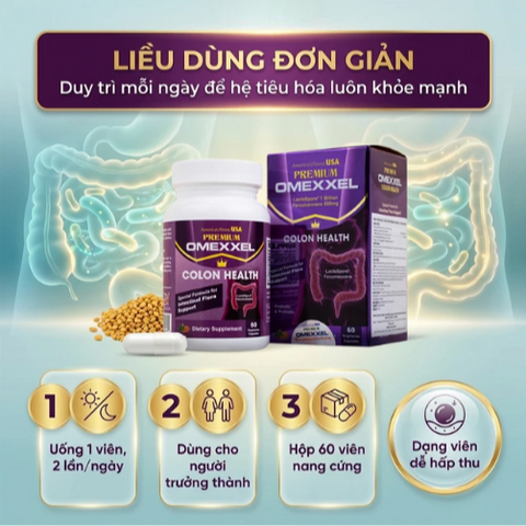 Viên uống bổ sung lợi khuẩn, hỗ trợ giảm rối loạn tiêu hóa Premium Omexxel Colon Health (60 viên)