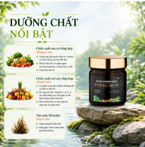 Viên uống bổ sung chất xơ, hỗ trợ hệ tiêu hóa JP Natural Organic Jpanwell (120 viên)