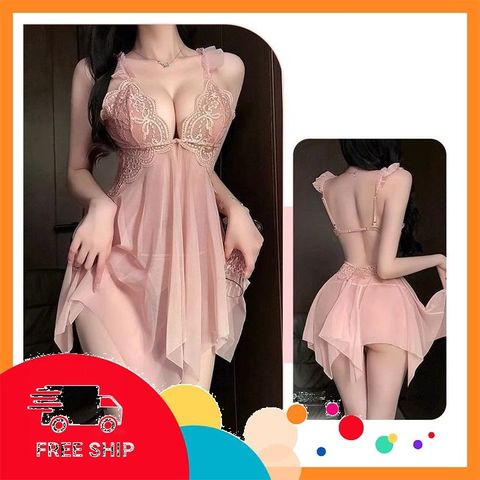 (Che Tên Khi Giao) Váy Ngủ Nữ Xuyên Thấu Có Mút Ngực Khoá Cài Sexy - N155 Nude Bảo Mật Tuyệt Đối