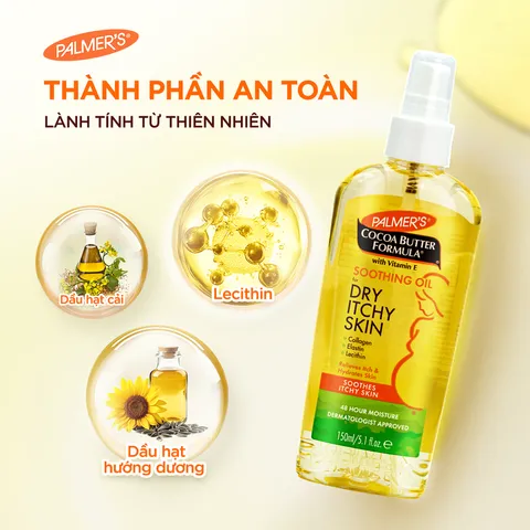 Dầu dưỡng ẩm cho da khô, ngứa - Palmer's Cocoa Butter Formula Soothing Oil for Dry Itchy Skin 150ml