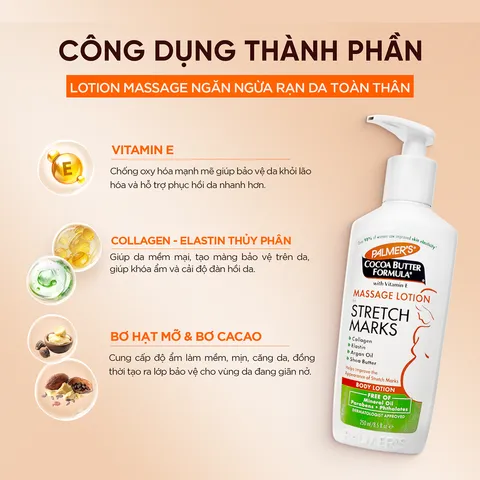 Sữa dưỡng thể cải thiện rạn da - Palmer's Cocoa Butter Formula Massage Lotion for Stretch Marks 250ml