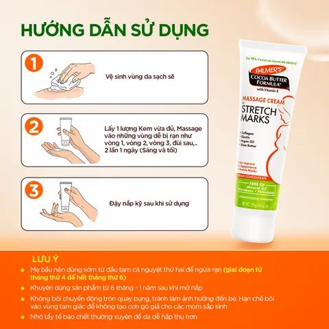 Kem massage hỗ trợ ngăn ngừa và cải thiện rạn da - Palmer's Cocoa Butter Formula Massage Cream for Stretch Marks 125g