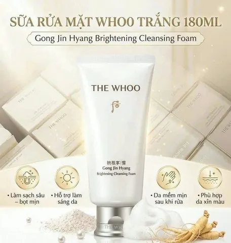 Sữa rửa mặt WHOO Trắng làm sáng da cao cấp (180ml+40ml) 💸 Giá rẻ chốt ngay!