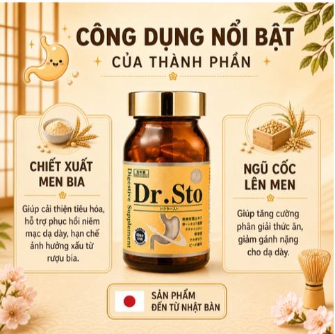Viên uống hỗ trợ tiêu hóa, giảm đầy bụng, khó tiêu Dr.Sto Jpanwell (60 viên)