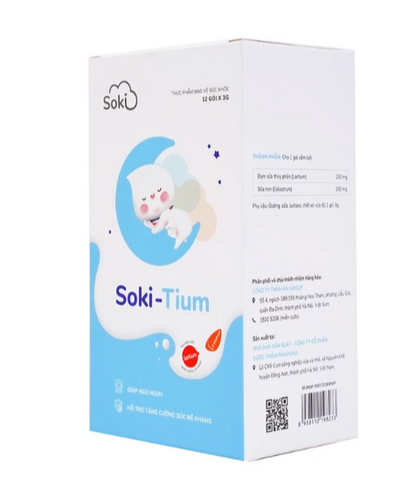 Bột hòa tan giúp ngủ ngon, tăng sức đề kháng Soki-Tium (12 gói x 3g)