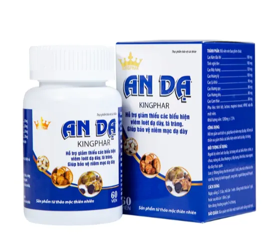 Viên uống hỗ trợ giảm axit dịch vị, giảm viêm loét dạ dày, tá tràng An Dạ Kingphar (60 viên)