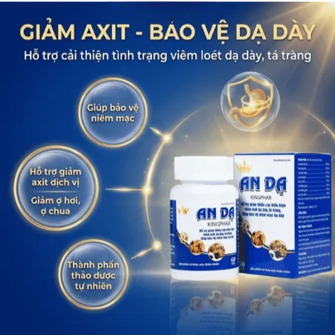 Viên uống hỗ trợ giảm axit dịch vị, giảm viêm loét dạ dày, tá tràng An Dạ Kingphar (60 viên)