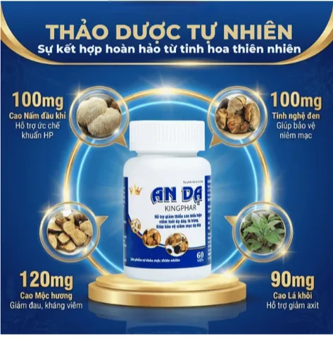 Viên uống hỗ trợ giảm axit dịch vị, giảm viêm loét dạ dày, tá tràng An Dạ Kingphar (60 viên)