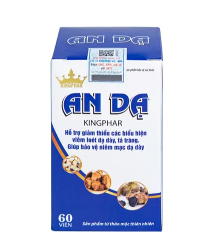 Viên uống hỗ trợ giảm axit dịch vị, giảm viêm loét dạ dày, tá tràng An Dạ Kingphar (60 viên)