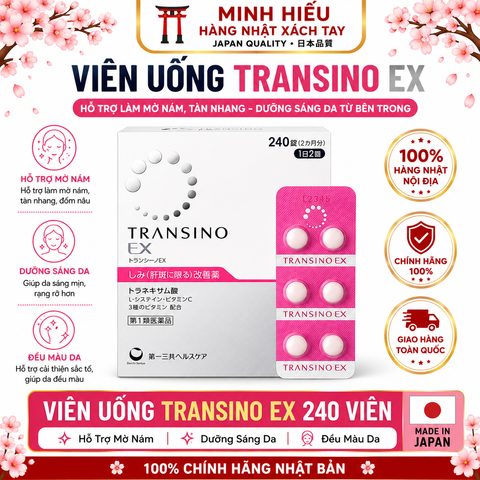 Viên Uống Trắng Da Transino EX 240 Viên Nhật Bản - Hỗ Trợ Giảm Nám, Tàn Nhang, Đều Màu Da