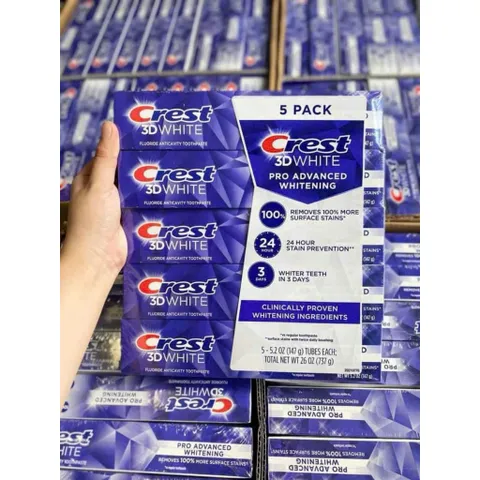 Kem đánh răng Crest 3D White Ultra Whitening 737g của Mỹ (lock 5 ống 147g) - làm trắng răng và thơm mát hơi th 778697