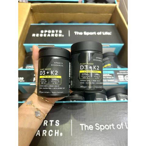 [ĐỦ BILL 2028] Viên uống Vitamin D3 + K2 plant-based Sports Research SR 160 Viên Veggie Softgels của Mỹ 778707