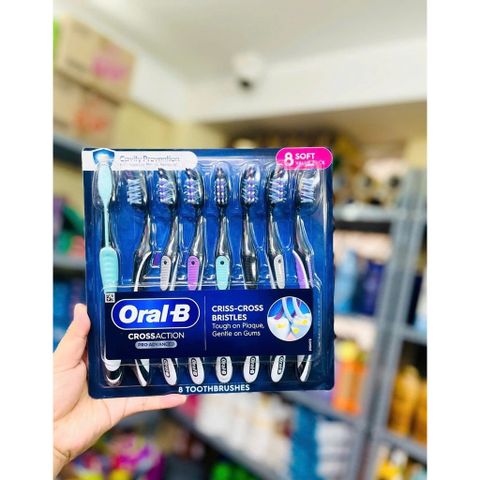 SET BÀN CHẢI ĐÁNH RĂNG ORAL-B  CROSS ACTION Mỹ 8 CÂY– BẢO VỆ RĂNG NƯỚU TỐI ƯU ✨🦷 778726
