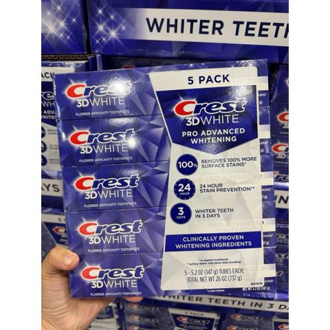 Kem đánh Răng Crest 3D White của Mỹ, tuýp 147gram với hương thơm tươi mát kéo dài lâu,  trắng răng mà kem mang lại 778737