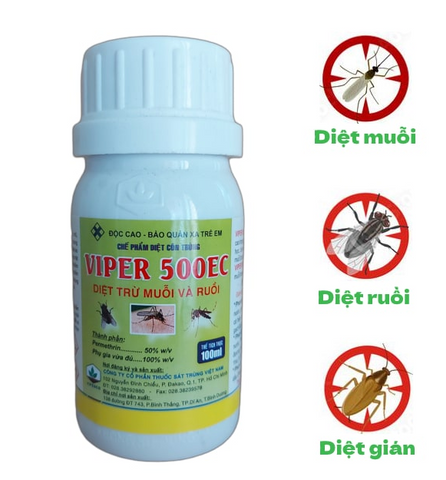 Chế phẩm trừ côn trùng muỗi và ruồi VIPER 500EC - CHAI 100ML(có sẵn hàng)