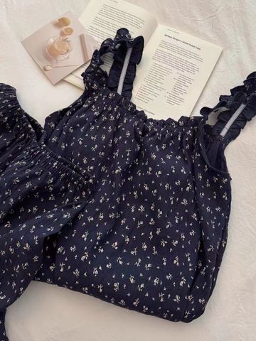 Bộ Đồ Ngủ Nữ Mùa Hè, Có Miếng Lót Ngực và Họa Tiết Hoa Sling Thoải Mái