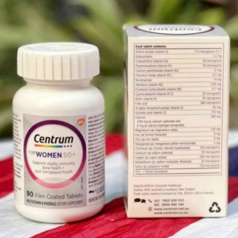 Centrum for Women's 50+ 90 viên - Bù đắp sự thiếu hụt vi chất do lão hóa - Ngăn ngừa loãng xương & Tăng cường miễn dịch - S/P Chuẩn Úc