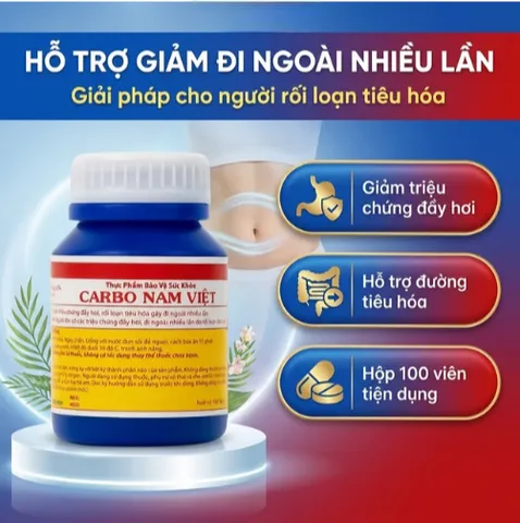 Viên hỗ trợ giảm rối loạn tiêu hoá gây đi ngoài nhiều lần Carbo Nam Việt (100 viên)