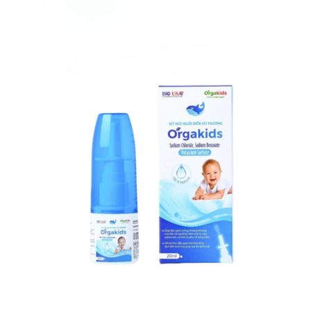 Xịt mũi muối biển ưu trương Orgakids làm sạch mũi, hỗ trợ giảm nghẹt mũi, sổ mũi ann toànn cho bé - Lọ 20ml