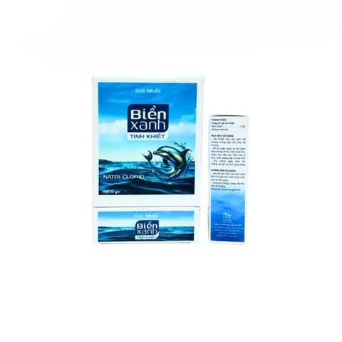 Muối Biển Xanh Tâm Việt Dùng Để Vệ Sinh Răng, Miệng, Họng, Vệ Sinh Vết Thương - Hộp 20 Gói