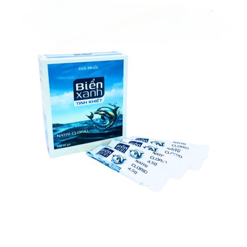 Muối Biển Xanh Tâm Việt Dùng Để Vệ Sinh Răng, Miệng, Họng, Vệ Sinh Vết Thương - Hộp 20 Gói