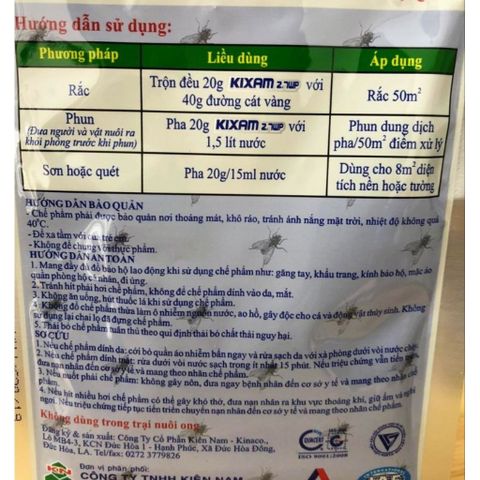 Thuốc diệt ruồi KIXAM 2.7WP gói 20g sản phẩm diệt ruồi mạnh nhất thế hệ mới với phụ gia nhập khẩu Hoa Kỳ, hiệu quả mạnh