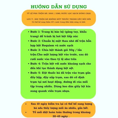 Bả diệt mối sinh học cao cấp REQUIEM 1RB 200g + 1 HỘP TRẠM nhập Hoa Kỳ, lây truyền diệt gốc tổ mối 4–6 tuần,mối ăn bã