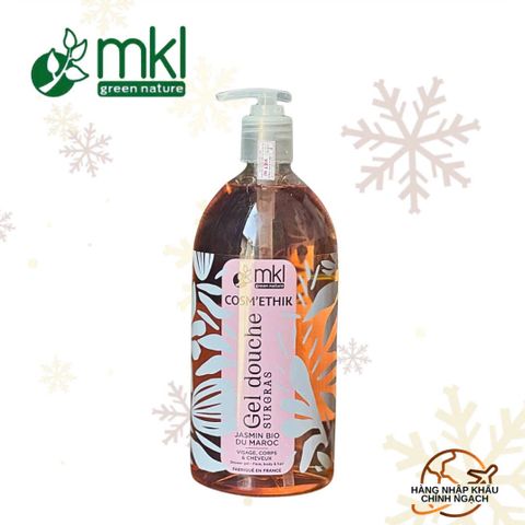 Sữa tắm dưỡng ẩm hương nhài của Pháp - MKL Green Nature Cosméthik Gel Douche Surgras Jasmin Bio du Maroc 1L