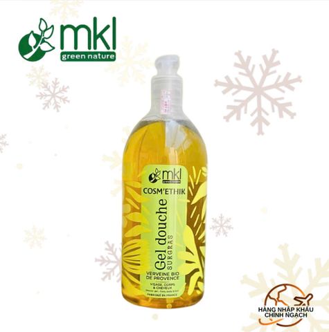 Sữa tắm dưỡng ẩm, mang lại cảm giác tươi mát (Pháp) - MKL Green Nature Cosméthik Gel Douche Surgras Verveine Bio de Provence 1L
