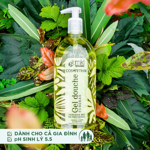 Sữa tắm dưỡng ẩm, mang lại cảm giác tươi mát (Pháp) - MKL Green Nature Cosméthik Gel Douche Surgras Verveine Bio de Provence 1L