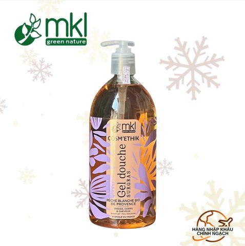 Sữa tắm dưỡng ẩm hương đào (Pháp) - MKL Green Nature Cosméthik Gel Douche Surgras Pêche Blanche Bio de Provence 1L