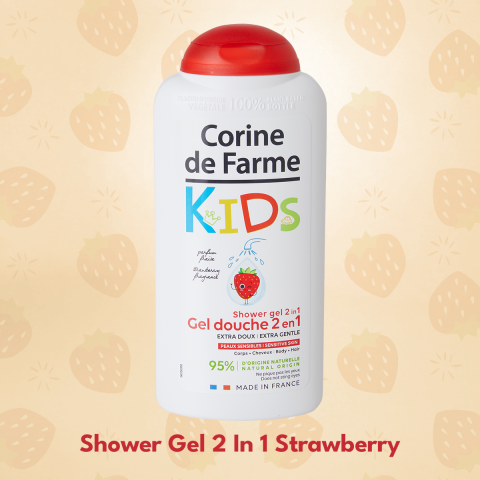 Gel tắm và gội cho bé hương dâu (Pháp) - Corine de Farme Shower Gel 2 in 1 Strawberry 300ml