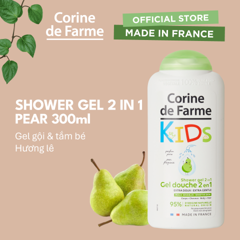 Gel tắm và gội cho bé hương lê (Pháp) - Corine de Farme Shower Gel 2 in 1 Pear 300ml