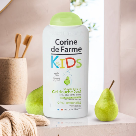 Gel tắm và gội cho bé hương lê (Pháp) - Corine de Farme Shower Gel 2 in 1 Pear 300ml
