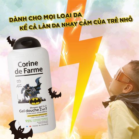 Gel tắm và gội cho bé hương mơ (Pháp) - Corine de Farme Shower Gel 2 in 1 Batman 300ml