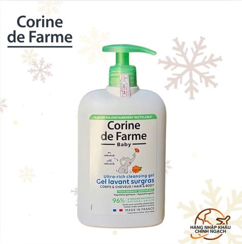 Gel tắm gội cho bé (không cay mắt) - Corine de Farme Baby Ultra-Rich Cleansing Gel Hair & Body 500ml